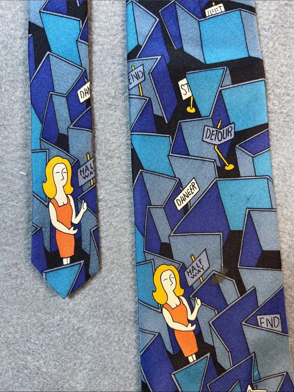 The Beatles Blue Geometric Cartoon Novelty Tie